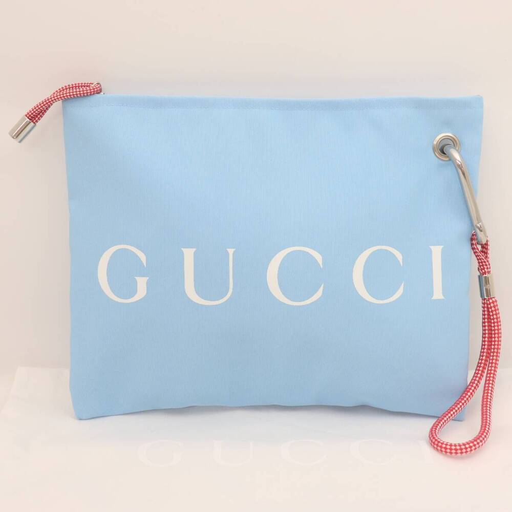 GUCCI LIDO Collection Flat Clutch Blue Carabiner